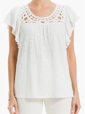 NWT Small Max Studio Open Stitch Crinkle Top